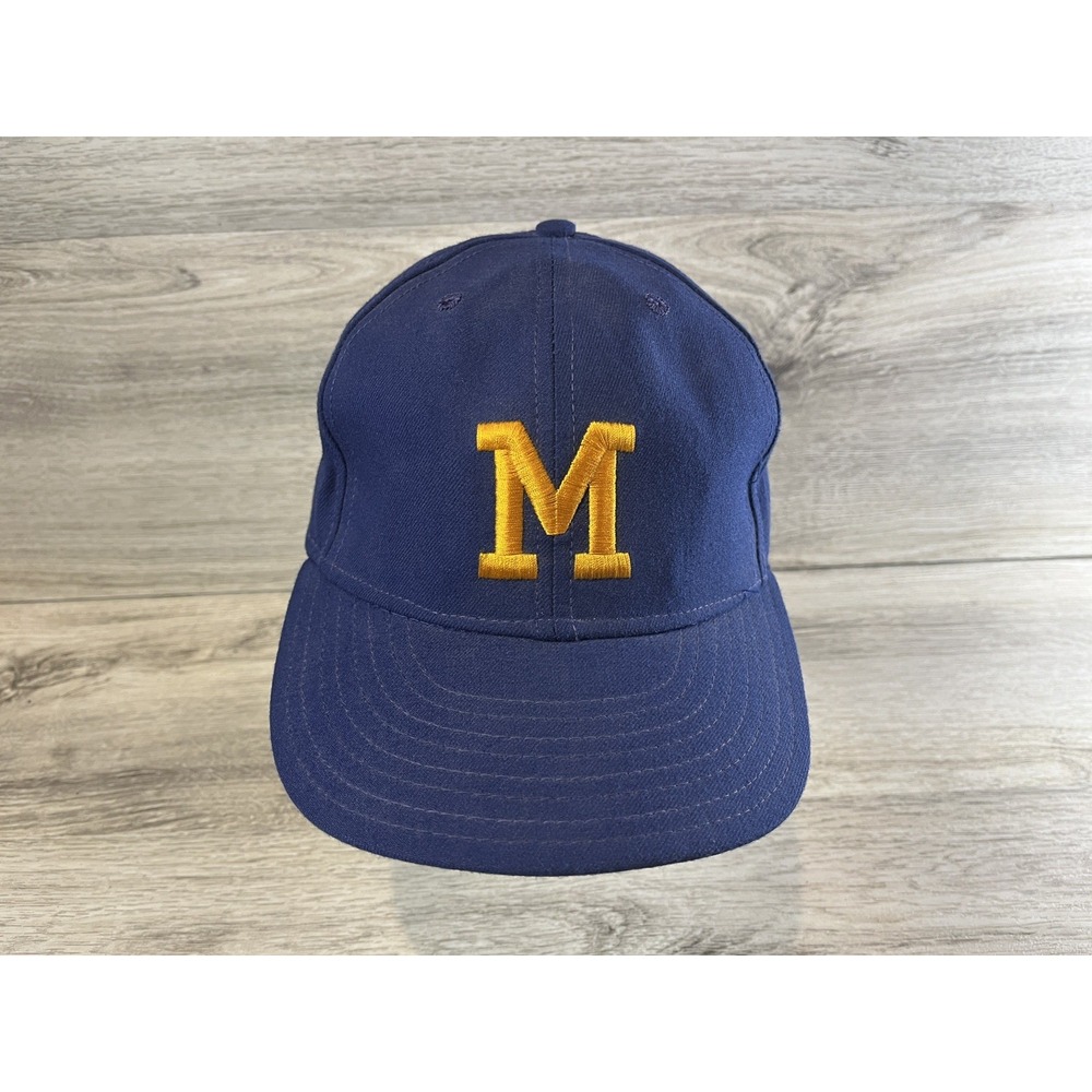 Vintage 60s 70s Pro Mcauliffe Milwaukee Brewers Hat Blue MLB Baseball RARE